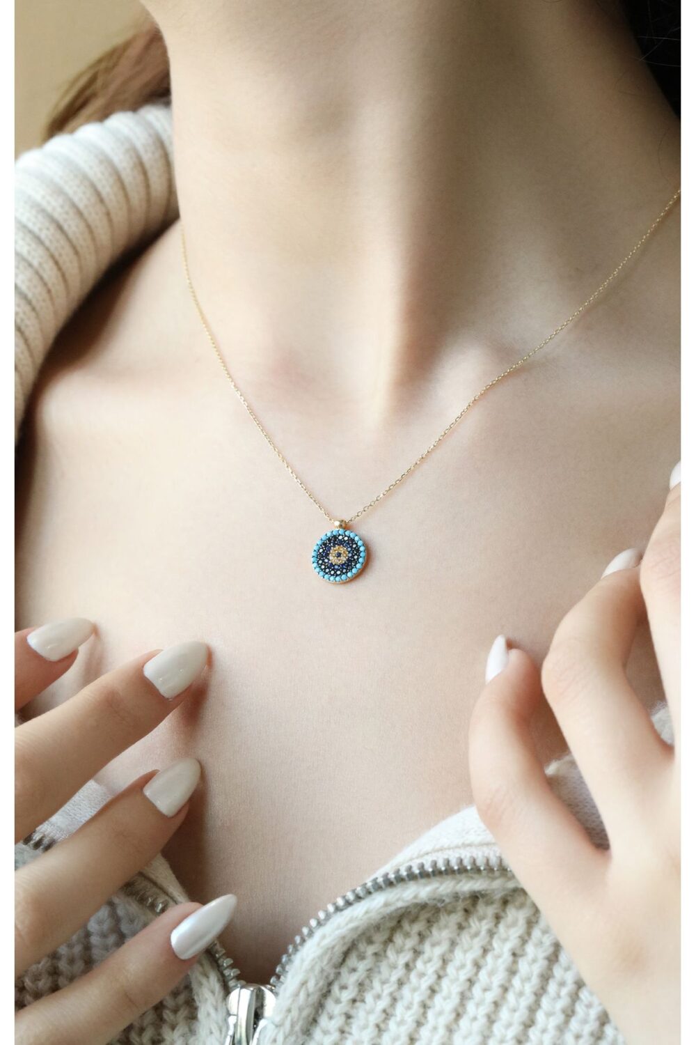 Orta Boy Evil Eye Kolye