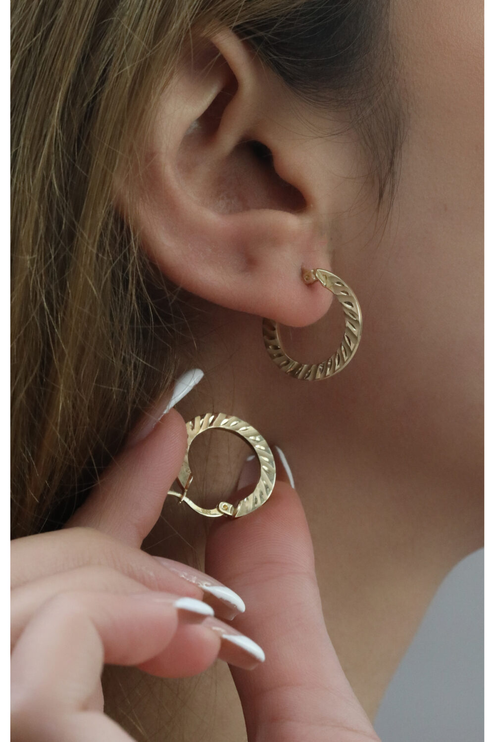 14 Ayar Altın Wave Trails Küpe, Anneye Eşe Sevgiliye Hediye