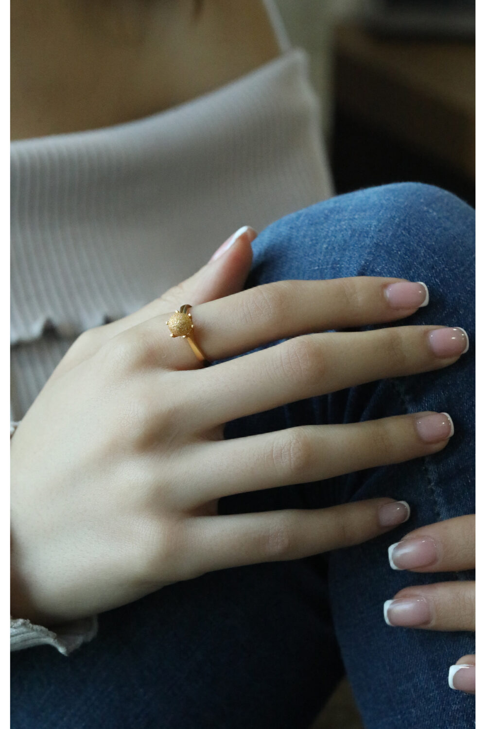 22 Ayar Altın Habbeli Tektaş Yüzük