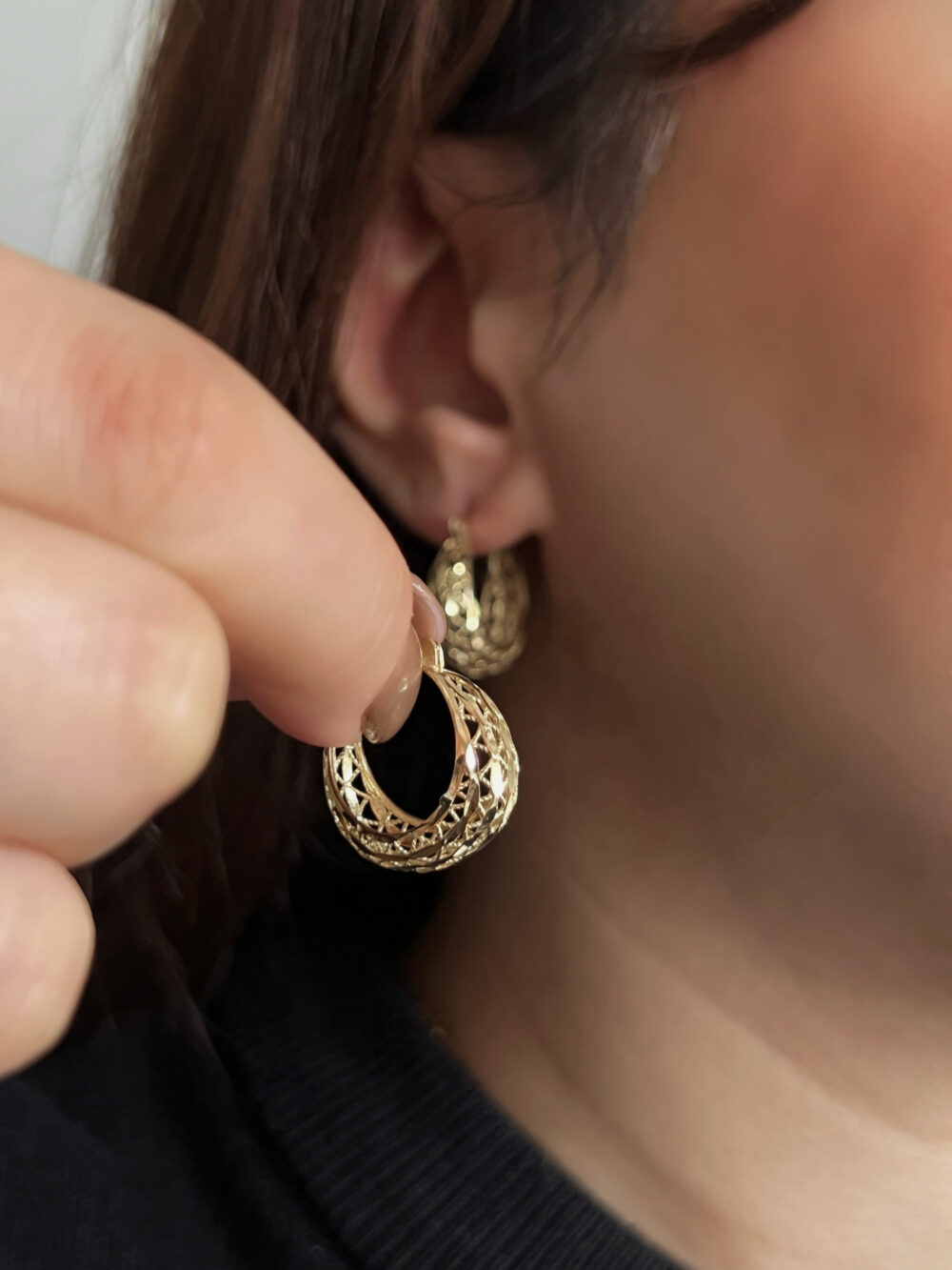 Ajurlu Oval Halka Küpe