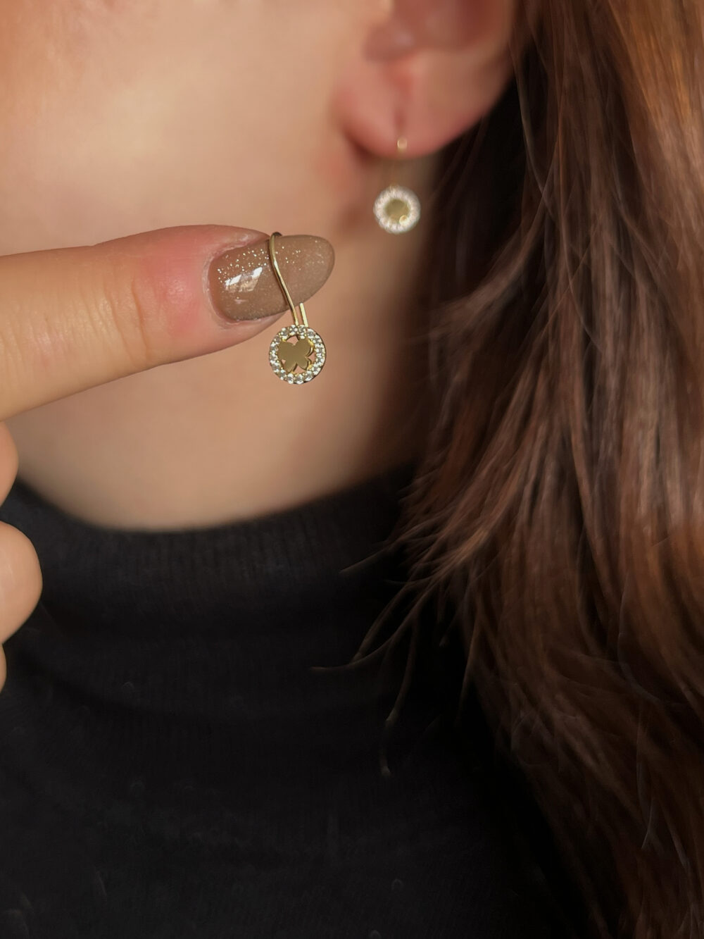 Mini Yuvarlak Taşlı Küpe