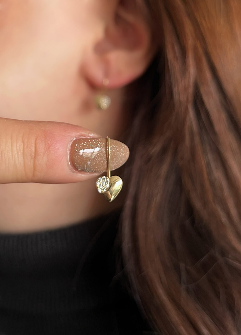 Mini Taşlı Kalp Küpe